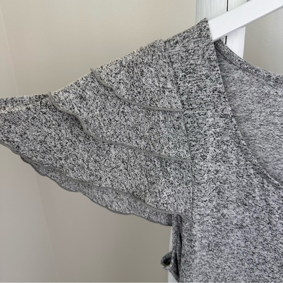 Loft Tiered Flutter Knit Dress Light Limestone Gray Sz Large - Picture 4 of 9